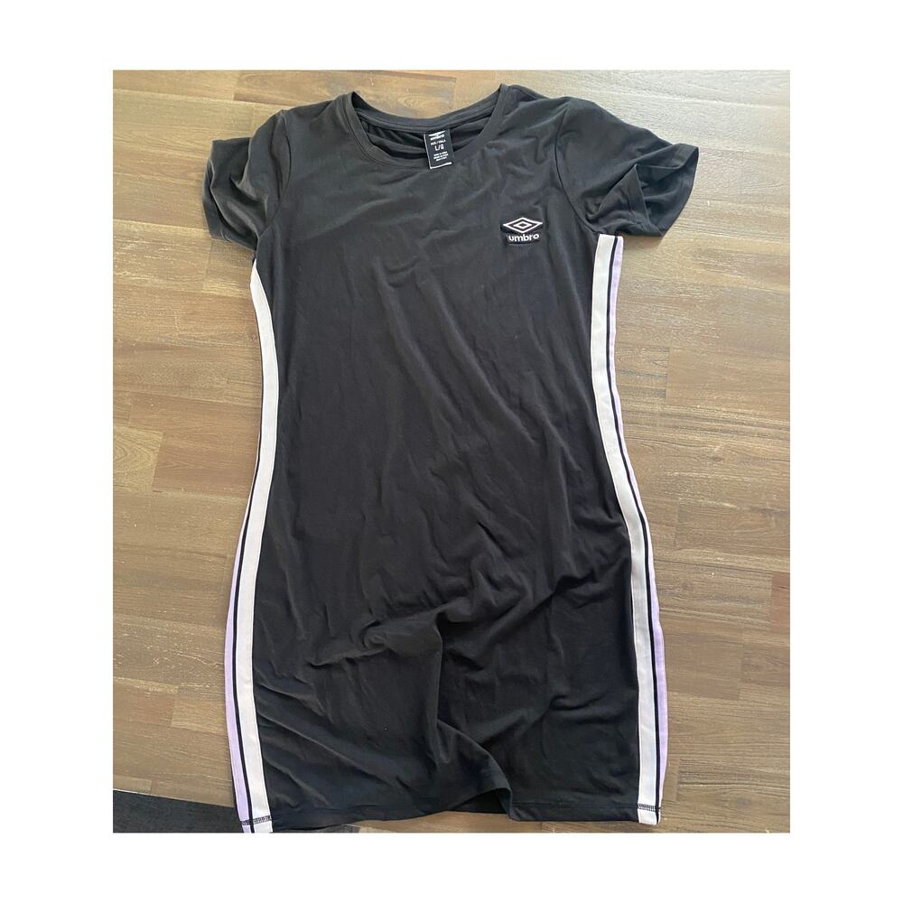 Umbro Women's Large Sporty T-Shirt Dress Size Large Black with Stripe